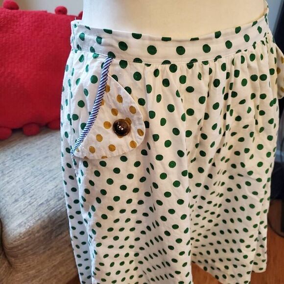Tulip White Polkadot Cotton Blend Skirt - Size Large - Picture 2 of 15